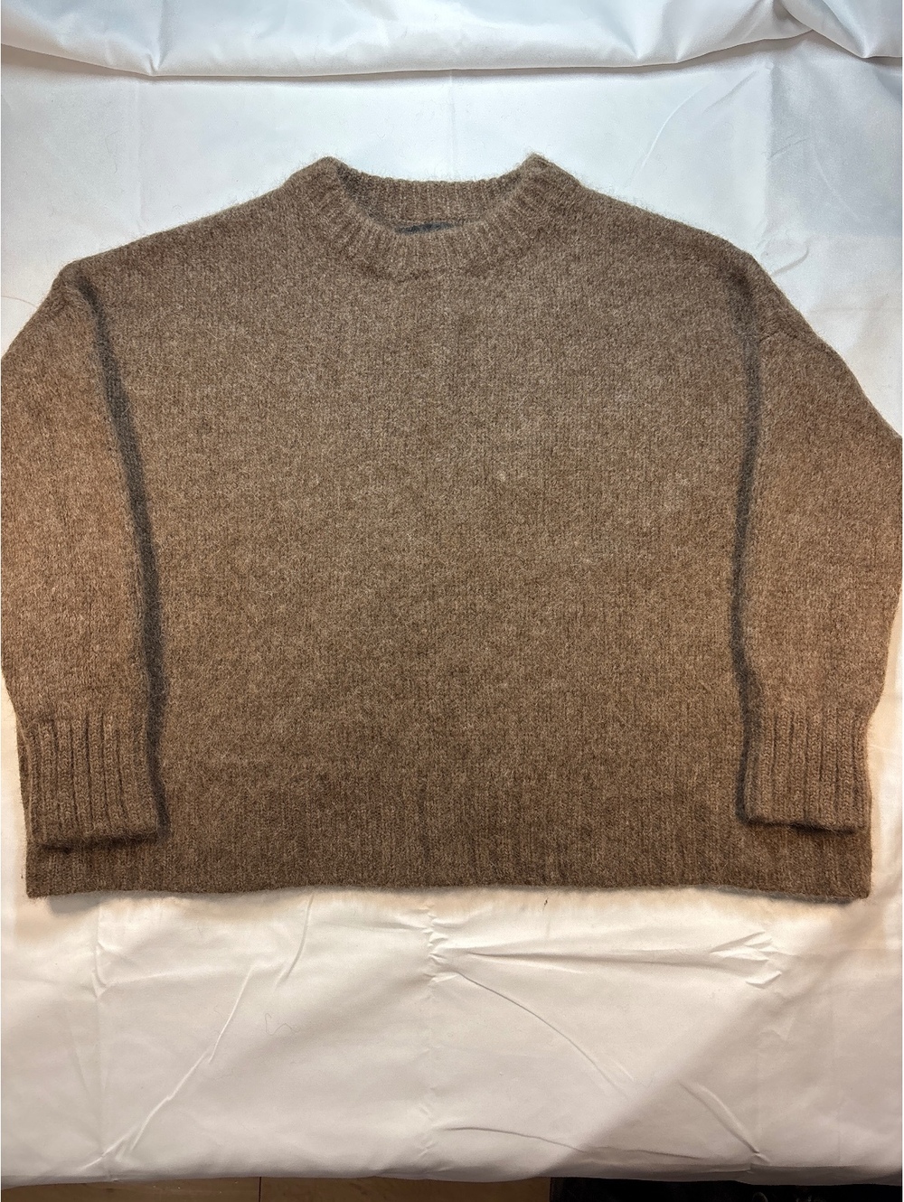 Jenni Kayne Baby Alpaca Crew Neck Sweater Brown /Taupe Wool Blend M